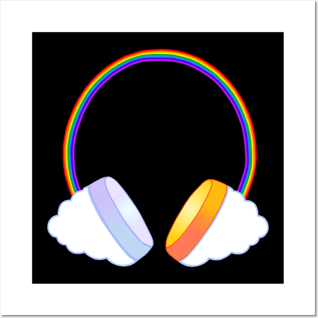 Rainbow Sun Moon Music Headphones Wall Art by Art by Deborah Camp